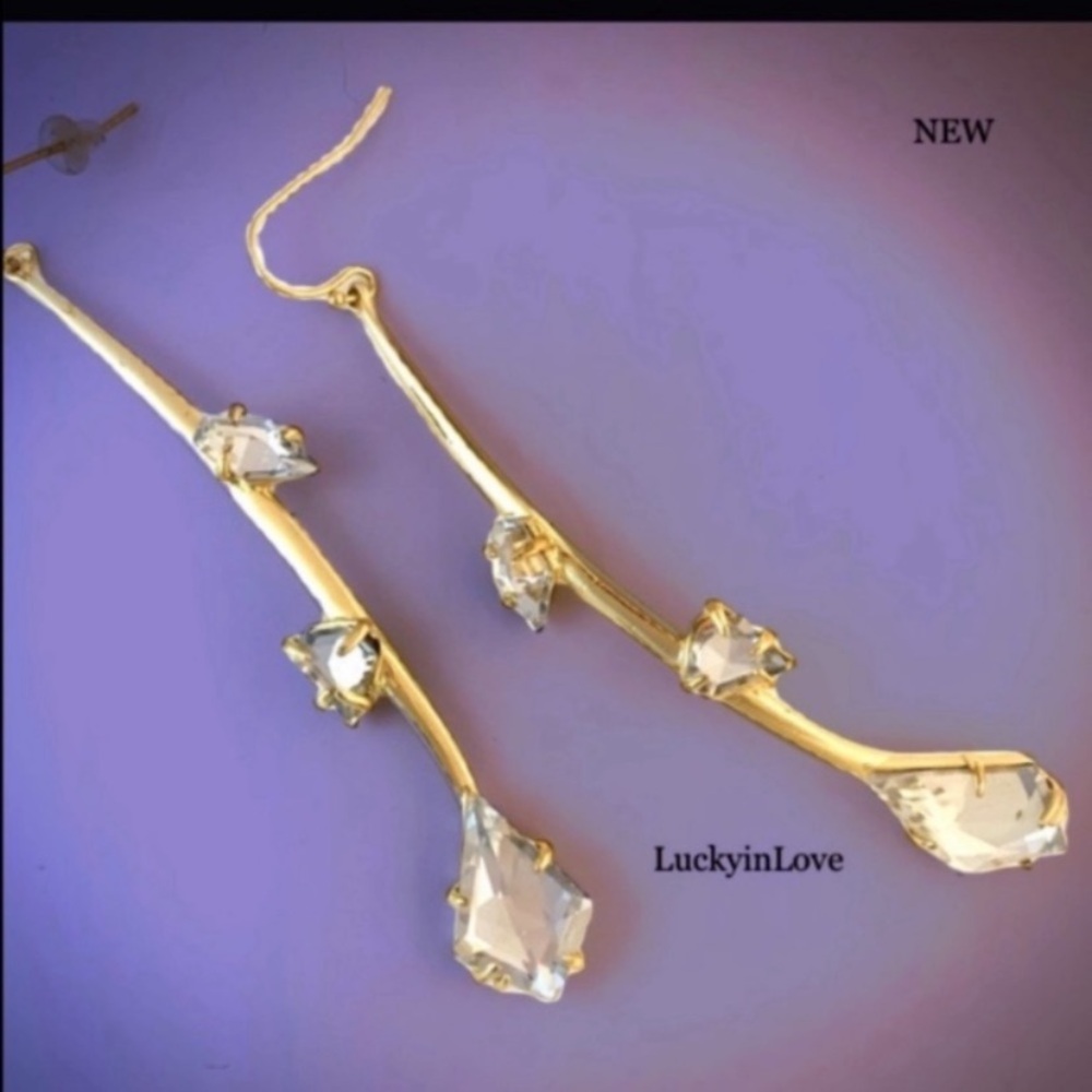 ALEXIS BITTAR • Miss Havisham Gold Flower Bud Crystal Earrings - Picture 6 of 8